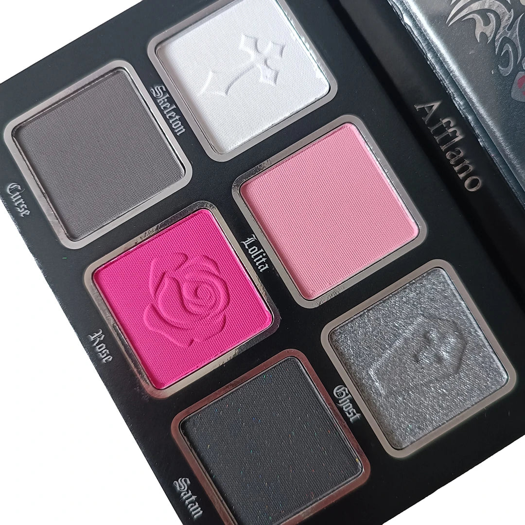 Afflano 6 Colors Eyeshadow Palette Makeup Matte Shimmer Glitter Smokey Gothic High Pigmented Longlasting Eye Makeup Halloween
