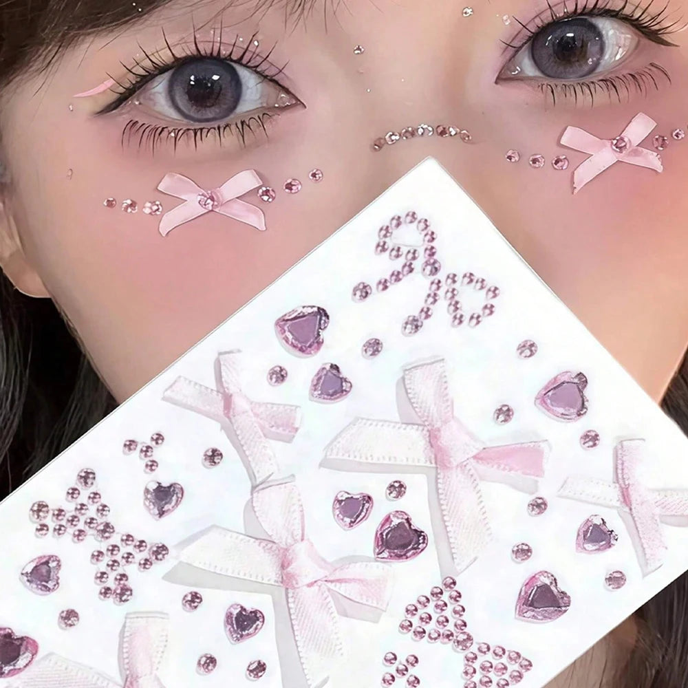 New 3/4/5mm 900pcs Pearl Face Gem Stickers Shining Glittle Self Adhesive Waterproof Rhinestone Stickers Party Wedding Makeup