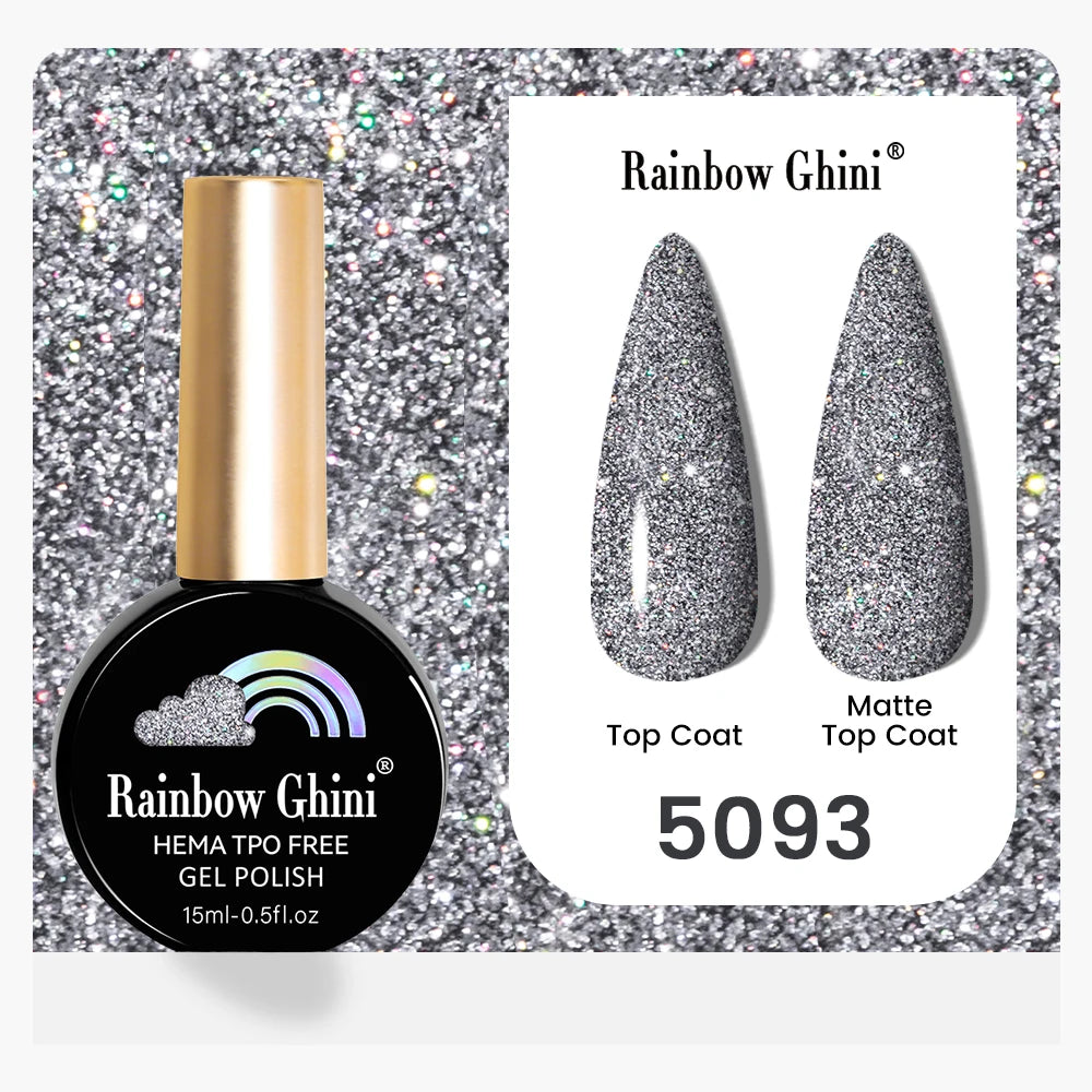 Rainbow Ghini 15ML 146 Colors Long-Lasting Colorful Gel Nail Polish Professional UV/LED Gel Polish Base Coat Matte Top Coat