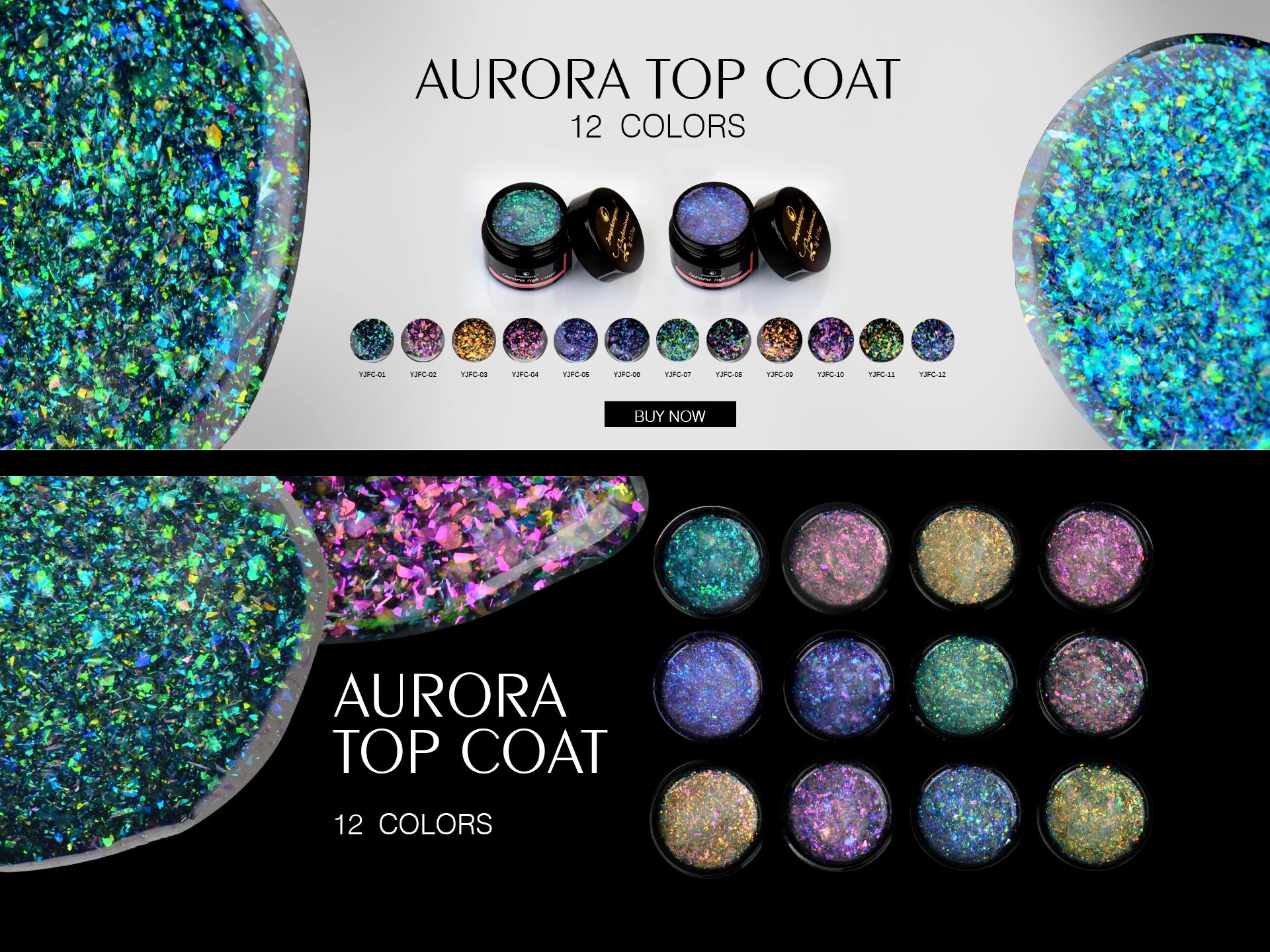 Aurora Glitter Gel Nail Polish 3D Non-Sticky Builder Gel Formula Long-Lasting Shine Soak Off UV/LED Cured Perfect for Manicures