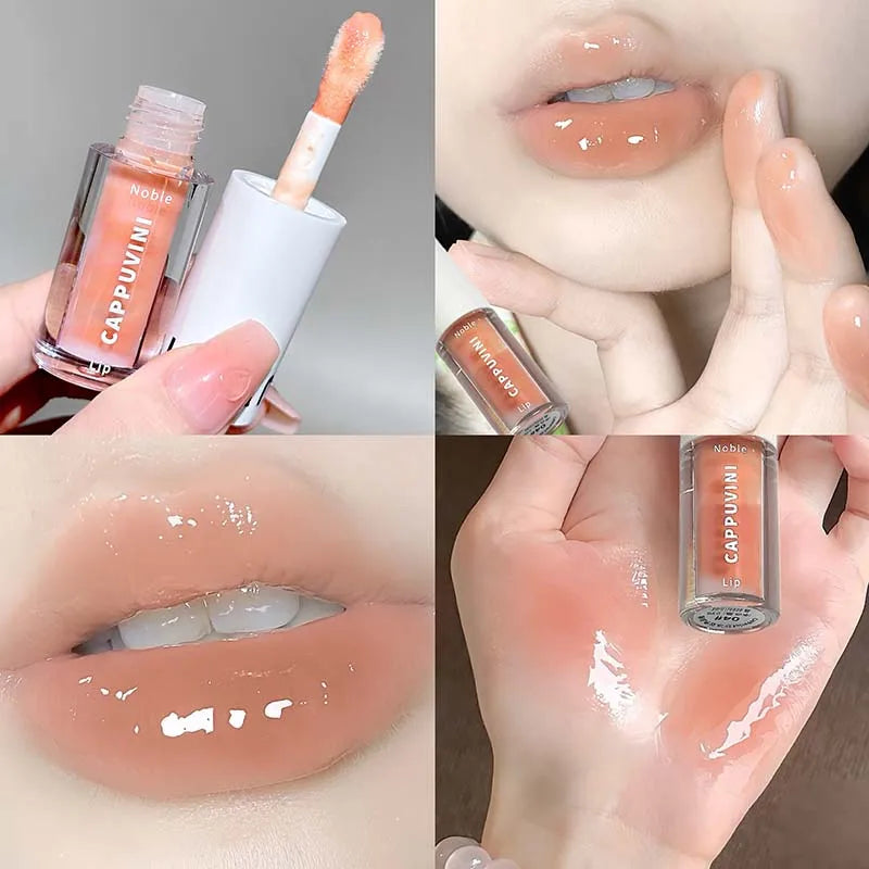 Cappuvini Sand Ice Double Color Lip Glaze Moisturizer Smooth Plumps Lips Easy to Apply Color-Enhancing Lip Gloss Lipstick