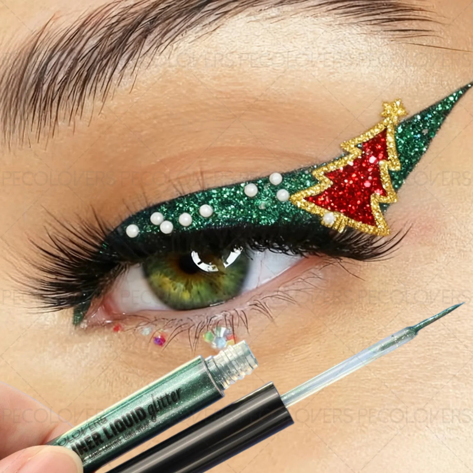 1PC Sparkling Christmas Liquid Eyeliner, Pearlescent Shimmer Liquid Eyeshadow, Waterproof, Quick-drying, Perfect for Christmas