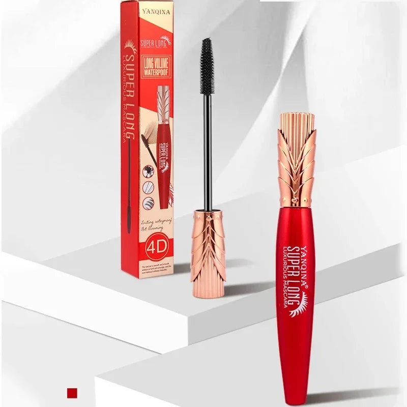 4D Silk Fiber Mascara Lengthening Waterproof Long Lasting Curling Thick Waterproof Mascara Long Eyelashes Extension Make Up