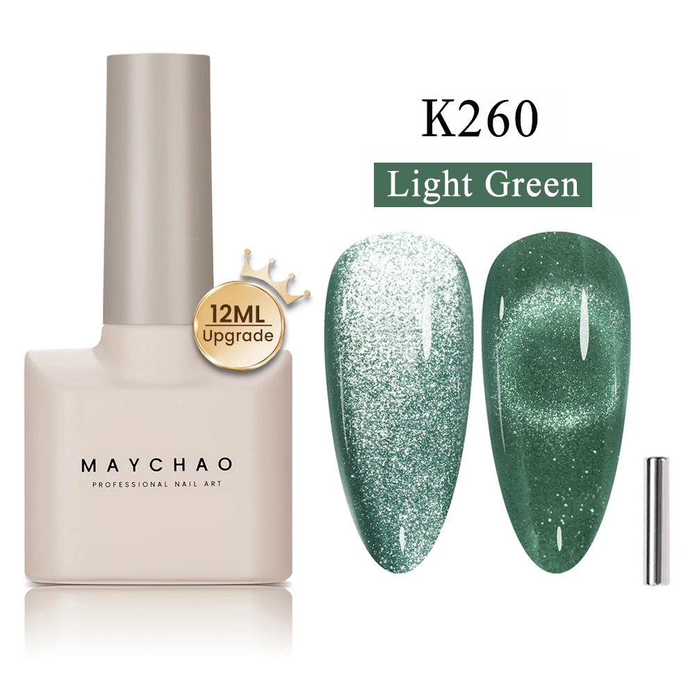MAYCHAO 10ml Cat Magnetic Gel Nail Polish Cat Eye Glitter Effect Semi Permanent Soak Off UV Gel Varnish Manicure For Nail Art