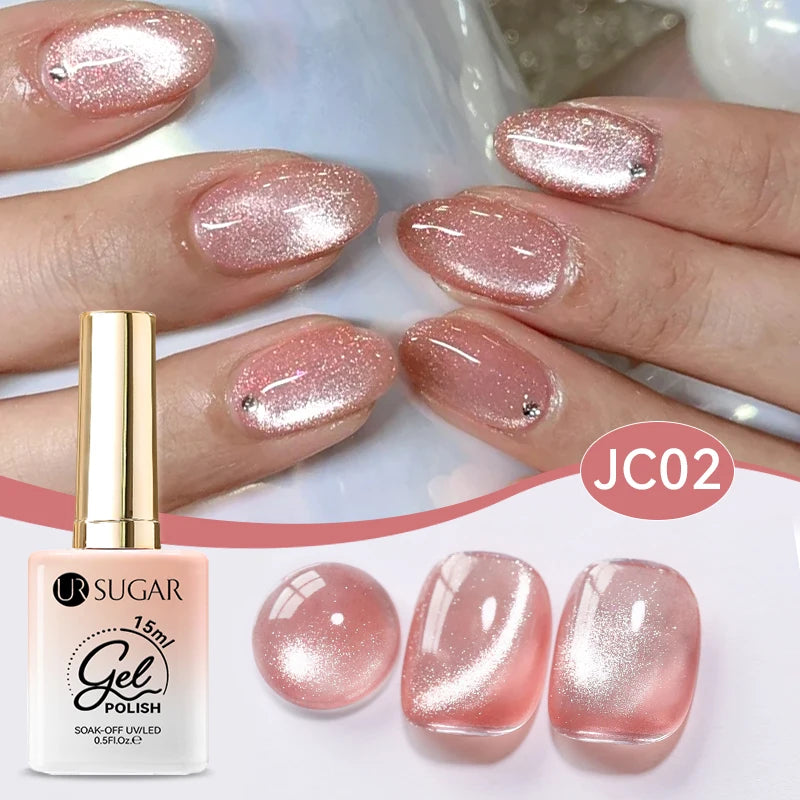 UR SUGAR 15ml Jelly Pink Cat Magnetic Gel Nail Polish Glitter ICE Soak Off Ceramic UV Gel Semi-permanent Nail Supplies Manicure