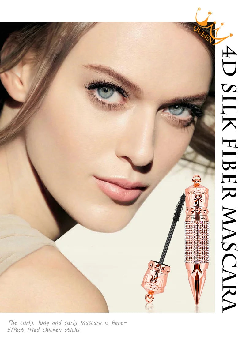 QIC Diamond Scepter Mascara 4D Silk Fiber Mascara Waterproof Eyelash Lengthen Natural Thick Curly Non Smudging Mascaras