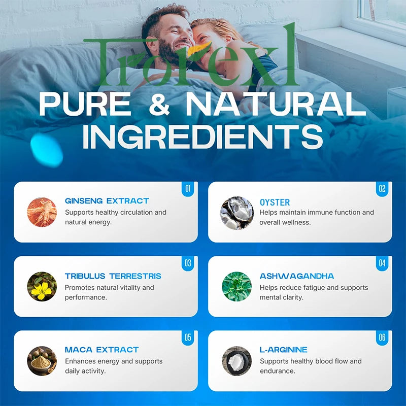 Natural Oyster & Ginseng Blue Pills Male Enhancing Supplement Support Energy & Stamina 36-360 Tablets