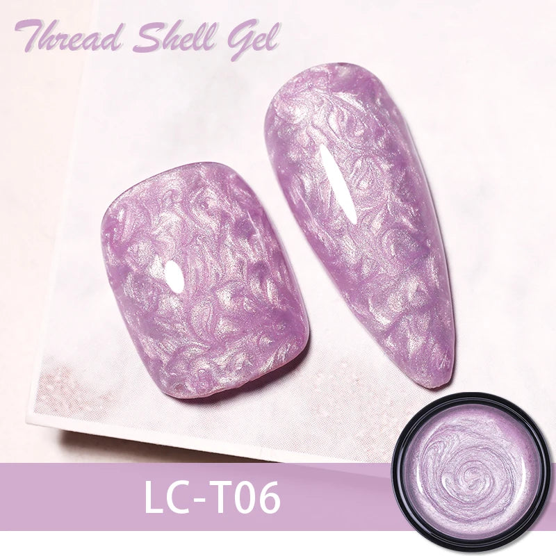 LILYCUTE 7ML Thread Shell Gel Nail Polish Shiny Glitter Apply On Color Gel Semi Permanent Manicure For Soak Off UV LED Gel