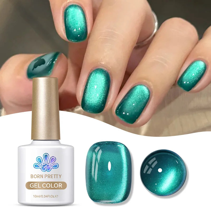 BORN PRETTY 10ml/15ml Guava Green Cat Magnetic Gel Shine Glitter Semi Permanent Soak Off UV Varnish Nail Supplies
