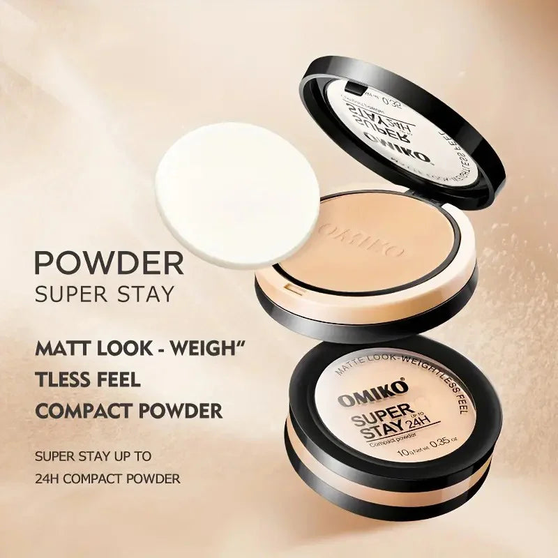Pressed Powder Waterproof Long-lasting Full Coverage Face Compact Powder Makeup Foundation Oil 3 Color Control Cosmetics