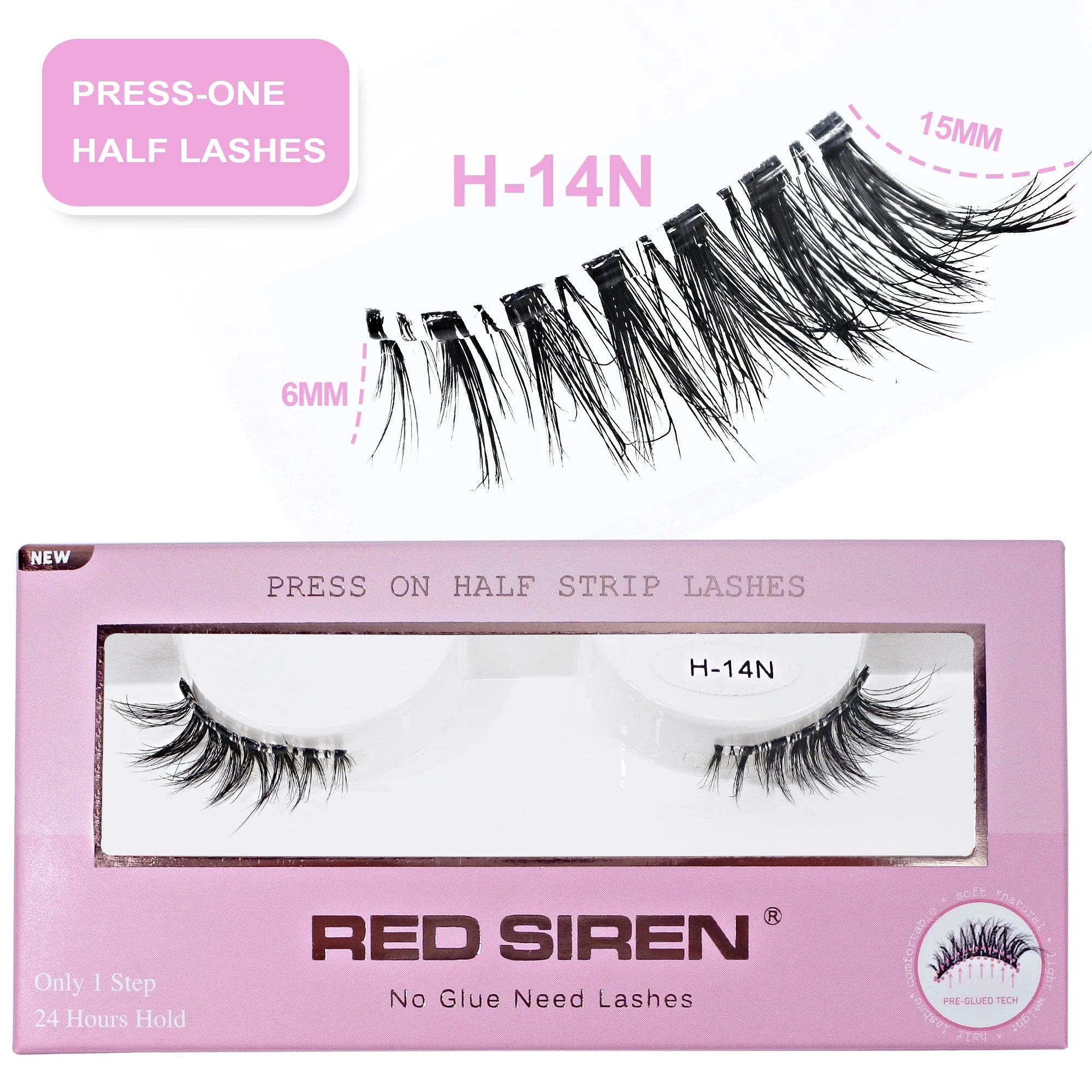 Self Adhesive Eyelashes Wide Glue Strip Press On Half Lashes Soft Clear Band Pre Glued False Eyelashes Reusable Cat Eye Lashes