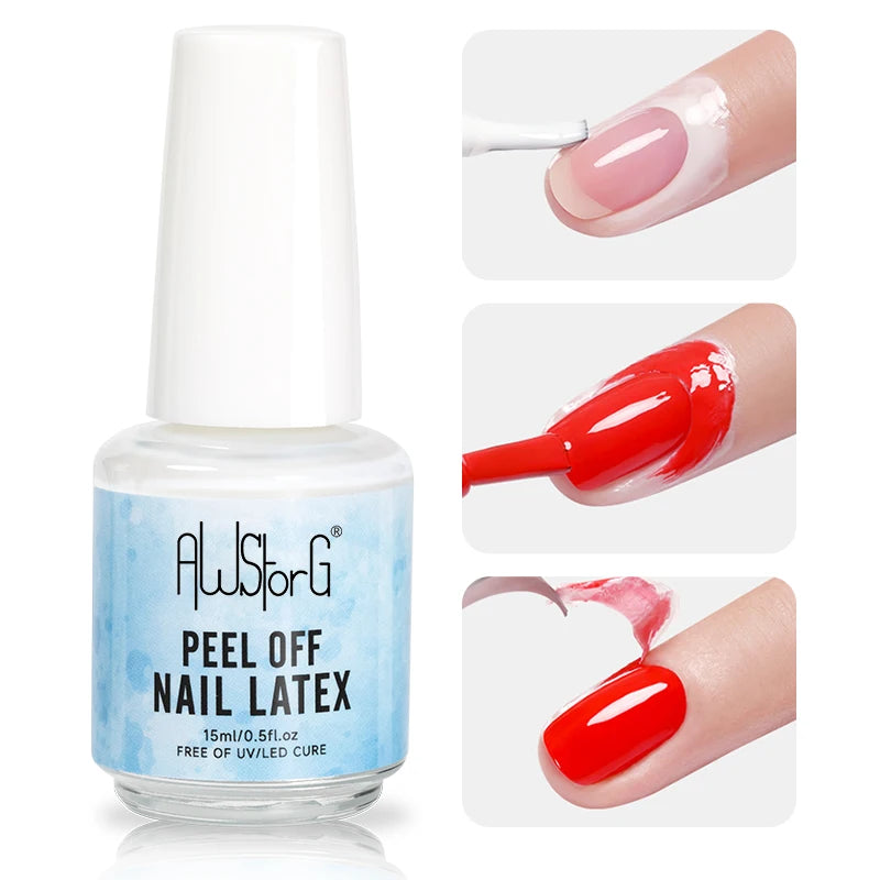 AWStorG Fiber Rubber Base Gel For Nails UV Gel Polish Semi Permanent Repair Fix Crack Nail Rubber Base Gel Strengthener 15ml