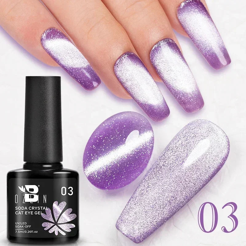 AWStorG 7.5ML Golden Gradient Cat Eye Magnetic Gel Sparkling Glitter Nail Polish Semi Permanent UV Nail Art No Need Base Color