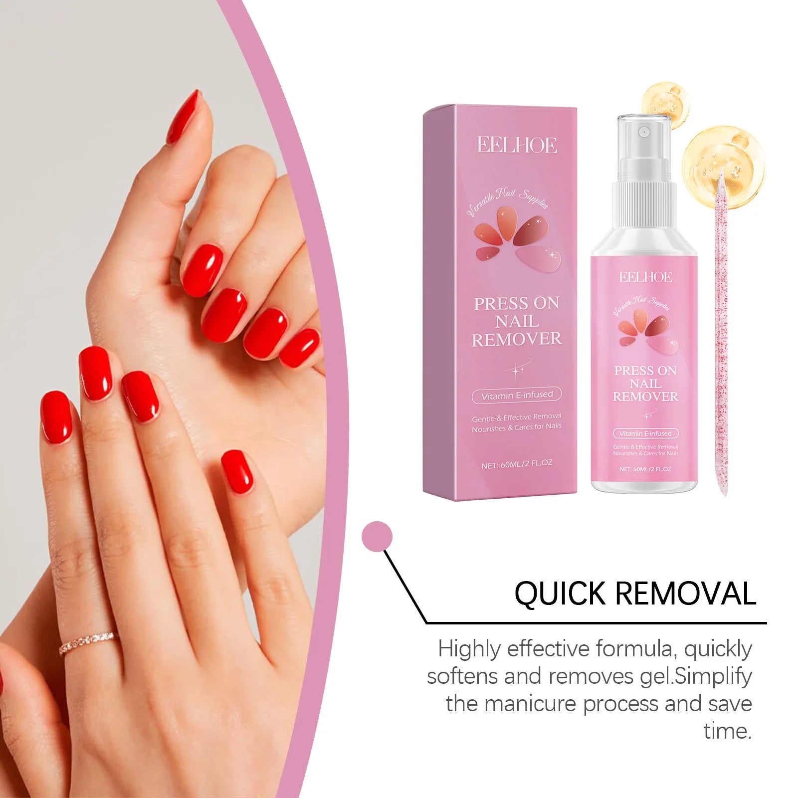 Press on Remover Spray Kit For Nail Adhesive Remover Fake Nails Soft Protect Nail Tips Nourishing Solid Gel Beauty Care Products