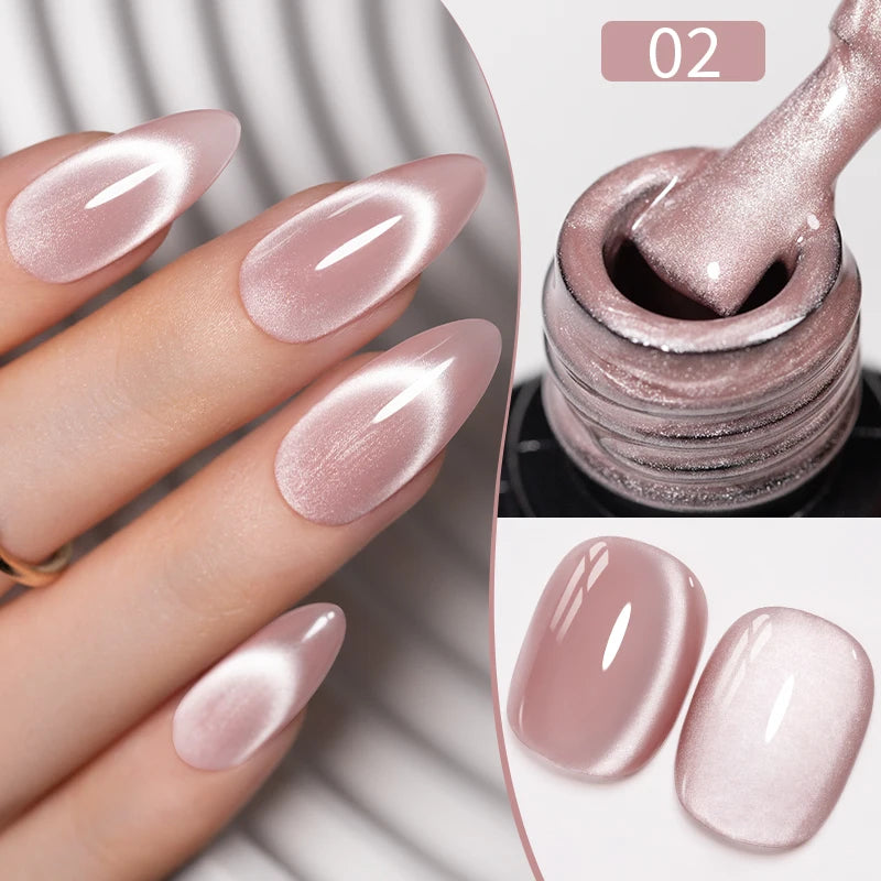 PUENTE 7.5ML Red Flame Reflective Gel Nail Polish Flash Sparkling Red Glitter Nail Gel Soak Off UV Semi-permanent Nail Varnish