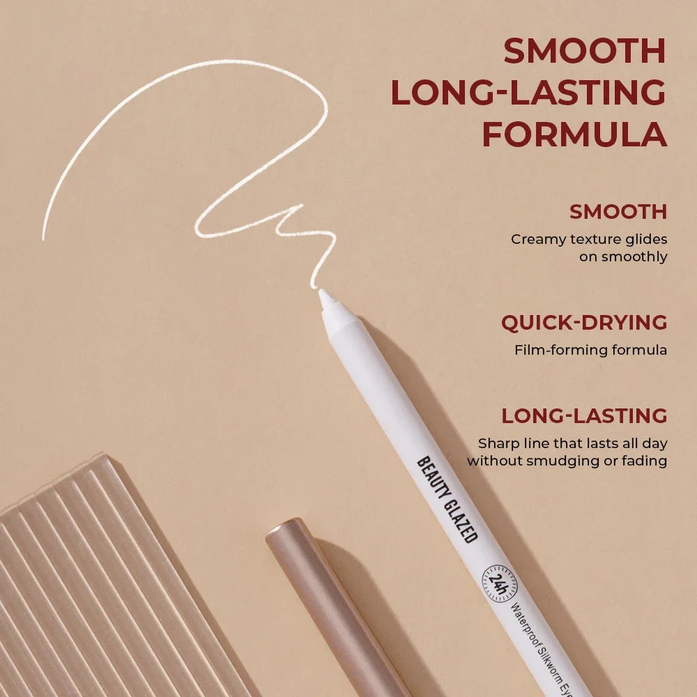BEAUTY GLAZED Lasting Soft Gel Waterproof Highlighter Gel Pen White eyeliner Lying Silkworm Pen Eyes Makeup