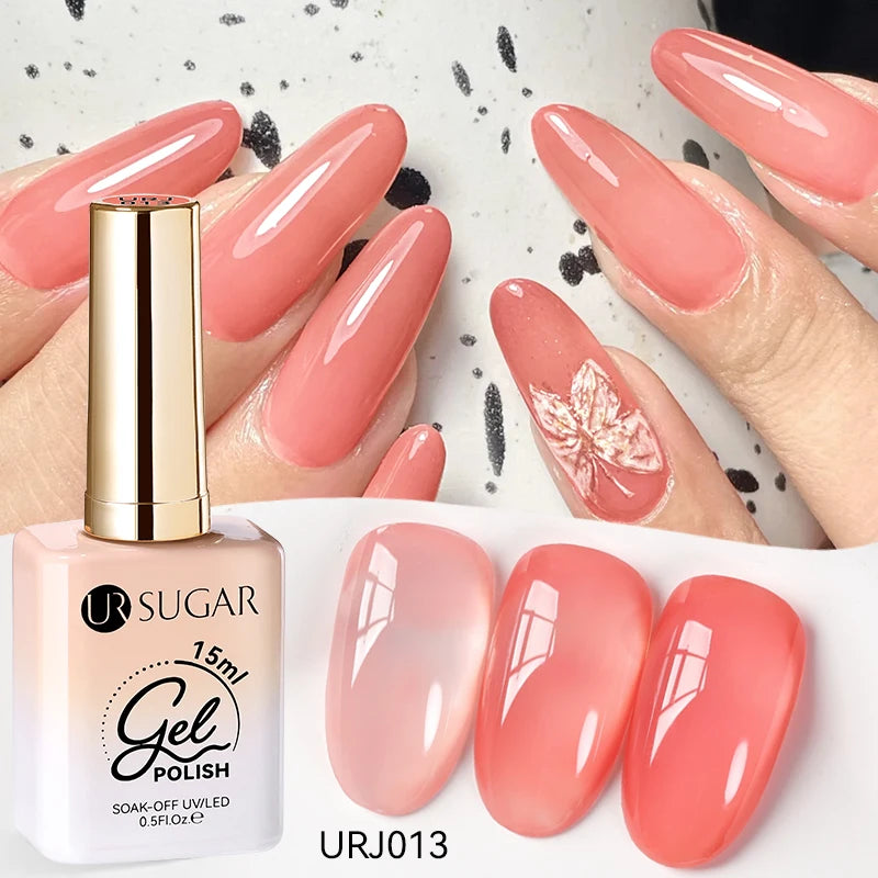 UR SUGAR 15ml Crystal Milky Jelly White Nude Gel Nail Polish Transparent Semi-permanent UV Gel Nail Art Soak Off Gel Varnish