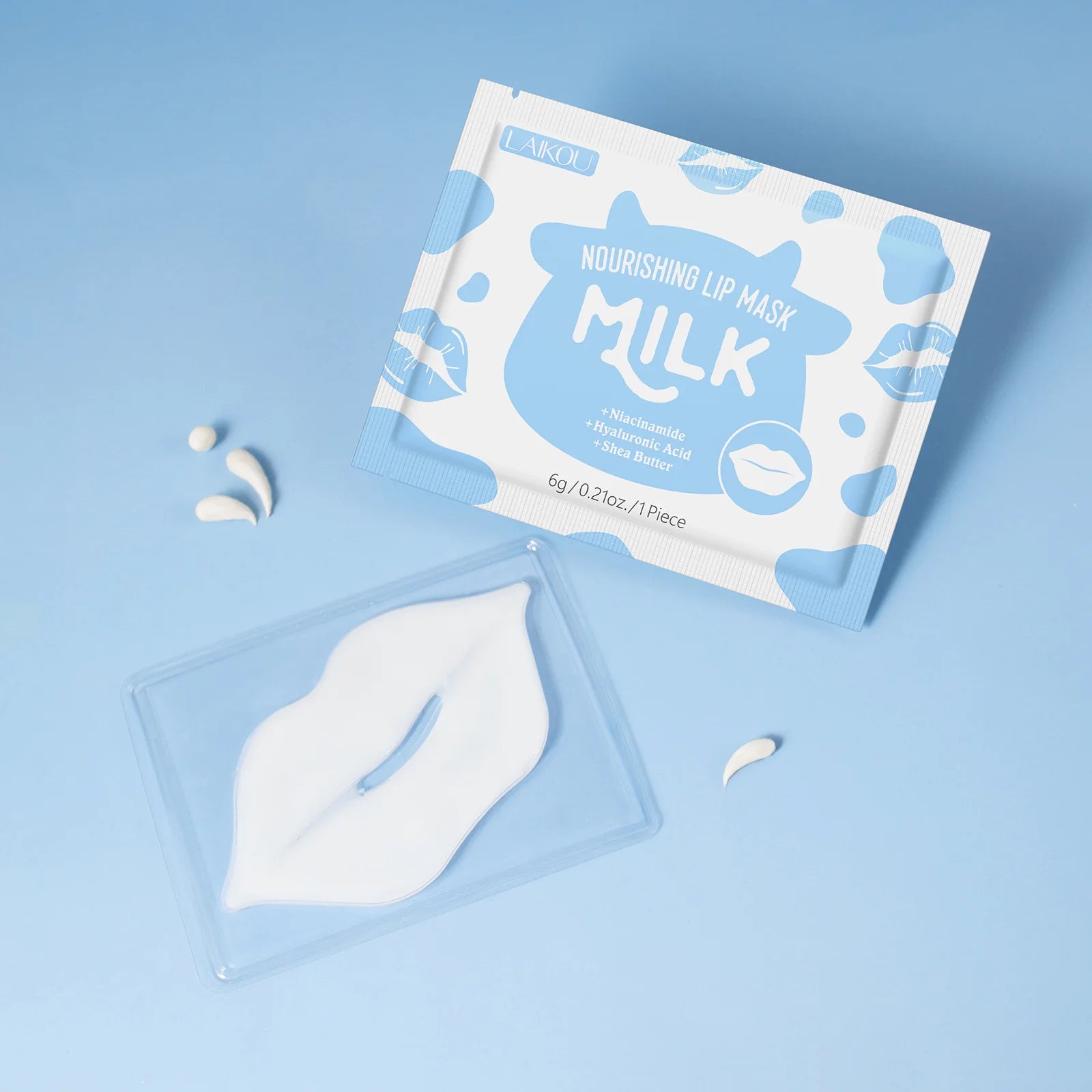 Laikou Milk Lip Mask Hydrating Repair Remove Lines Blemishes Lighten Lip Line Collagen Gel Lips Pad Patches Skin Care Product