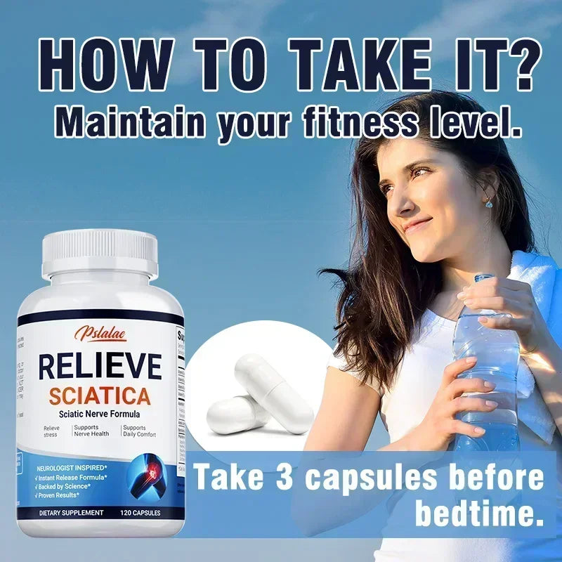 Relieve Sciatica Capsules - Reduce Joint Pai,Restore Mobility, Balance Inflammation,Support Nerve & Bone Health - 120 Capsules 