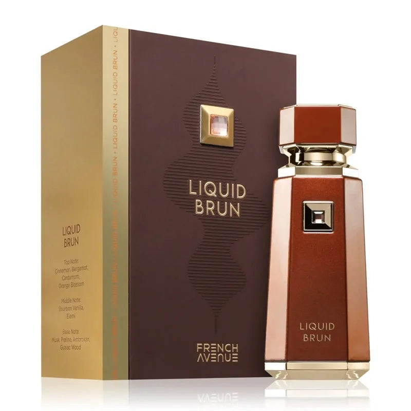French Avenue Liquid Brun Eau de Parfum Spray 3.4 Oz Original Arab Perfumes 100 ML Natural Lasting Woody Perfume Cologne for Men
