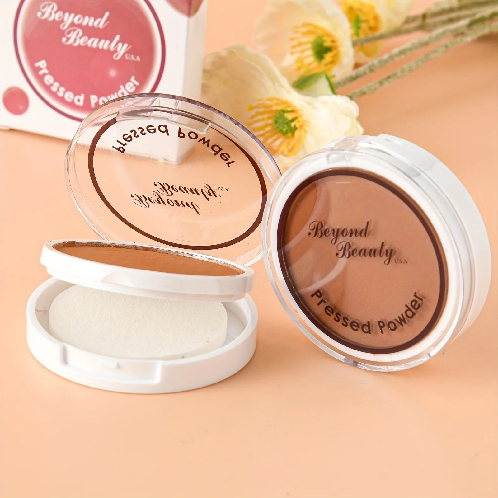 Wheat Bronzing Powder for Dark Skin, Matte Finish, Sweatproof & Oil Dark Foundation Powder Puff And Mirror