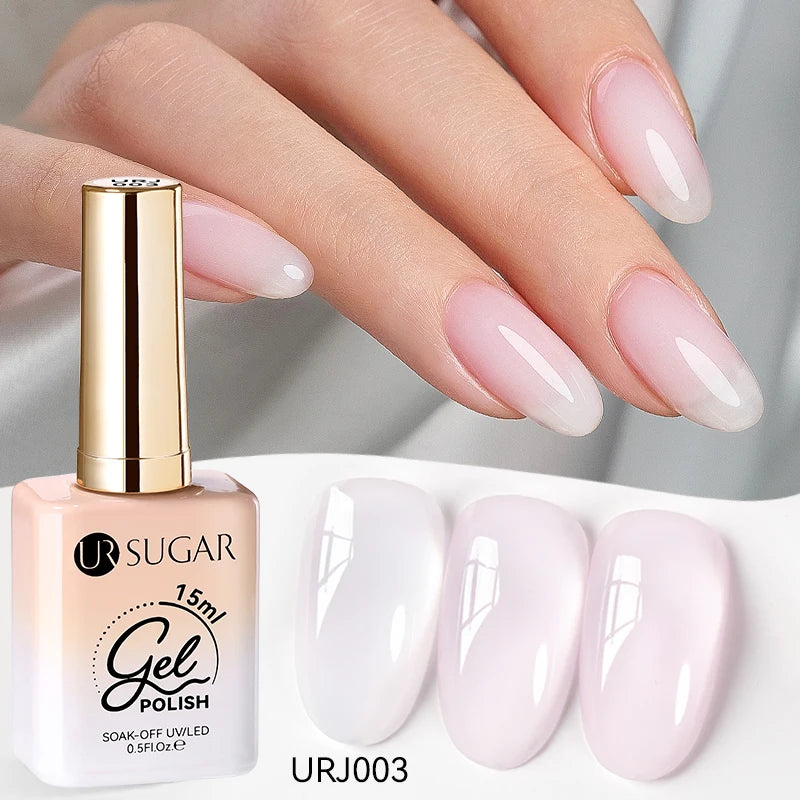 UR SUGAR 15ml Crystal Milky Jelly White Nude Gel Nail Polish Transparent Semi-permanent UV Gel Nail Art Soak Off Gel Varnish