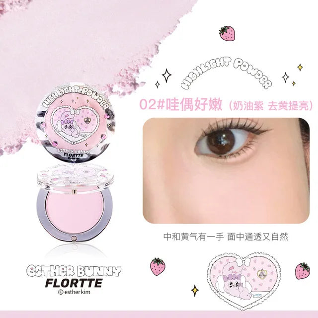 FLORTTE BUNNY Single Highlight Powder Facial Highgloss Natural Brightening Blush Cream Brightening Liftup Face 3D Stereoscopic