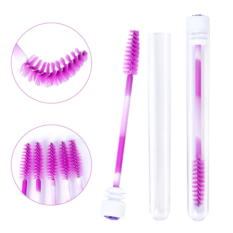 20Pcs Reusable Eyelash Brush Tube Christmas Style Disposable Mascara Wands Applicator with Tube Dust-proof Tubes Makeup Tools