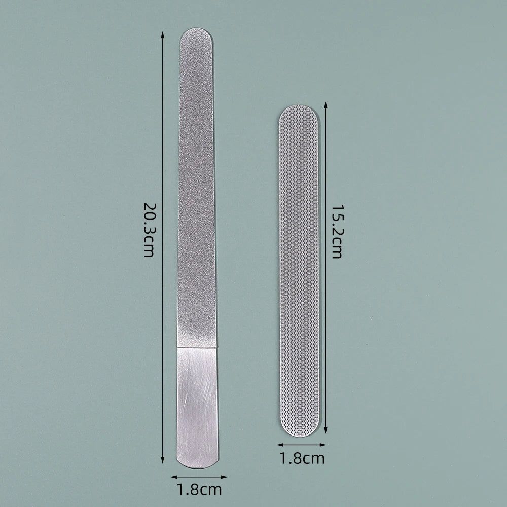 Diamond Nail File Stainless Steel Double Side Nail File Metal File Buffer Fingernails Toenails Manicure Files for Salon And Home