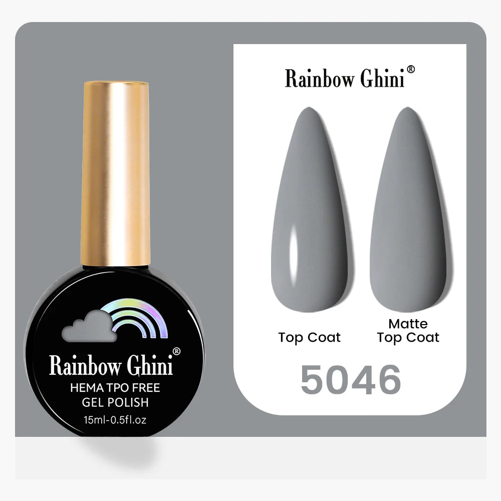 Rainbow Ghini 15ML 146 Colors Long-Lasting Colorful Gel Nail Polish Professional UV/LED Gel Polish Base Coat Matte Top Coat