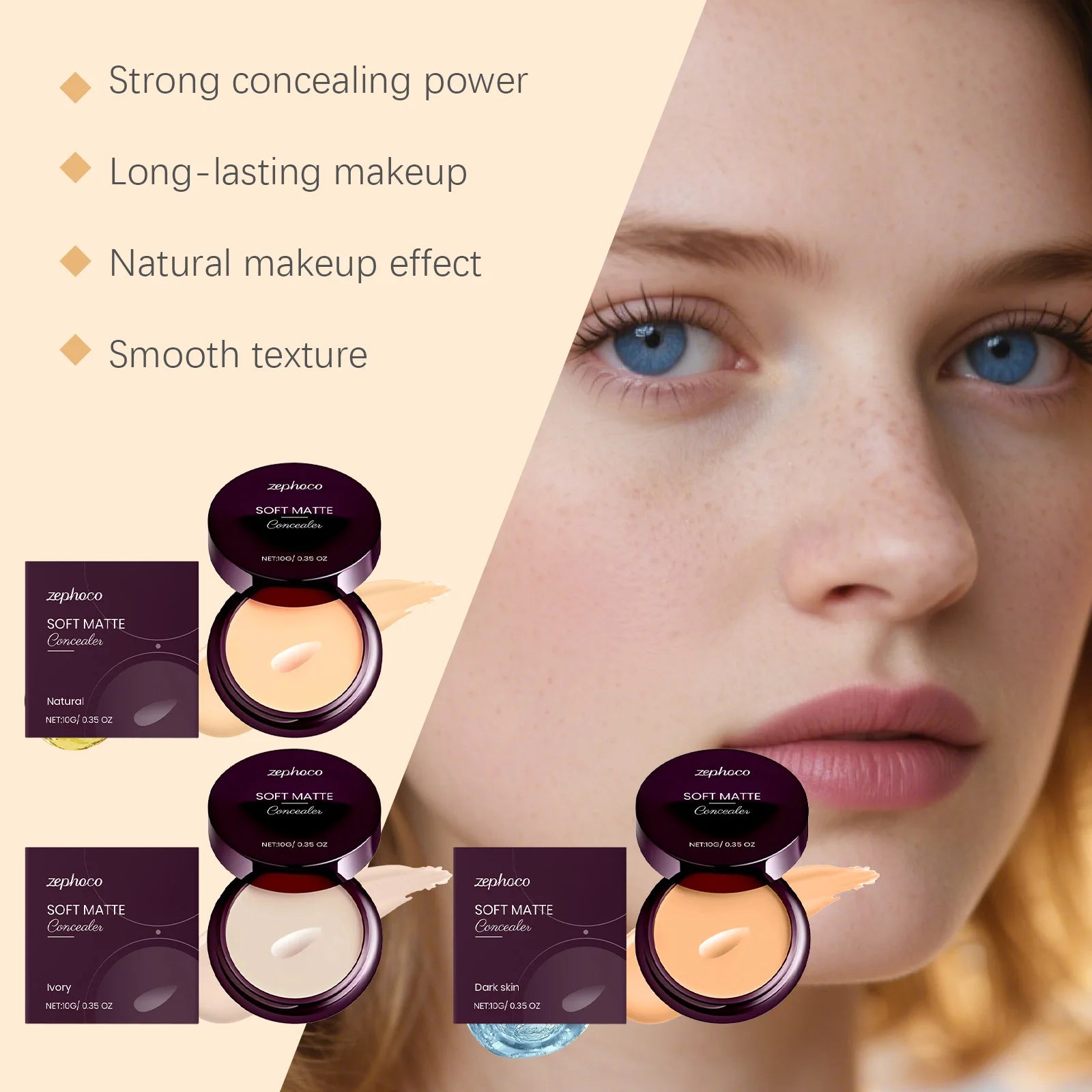 Full Coverage Concealer Waterproof Natural Finish Hydrating Crease Proof Liquid Concealer Makeup for Under Eye Acne Spot