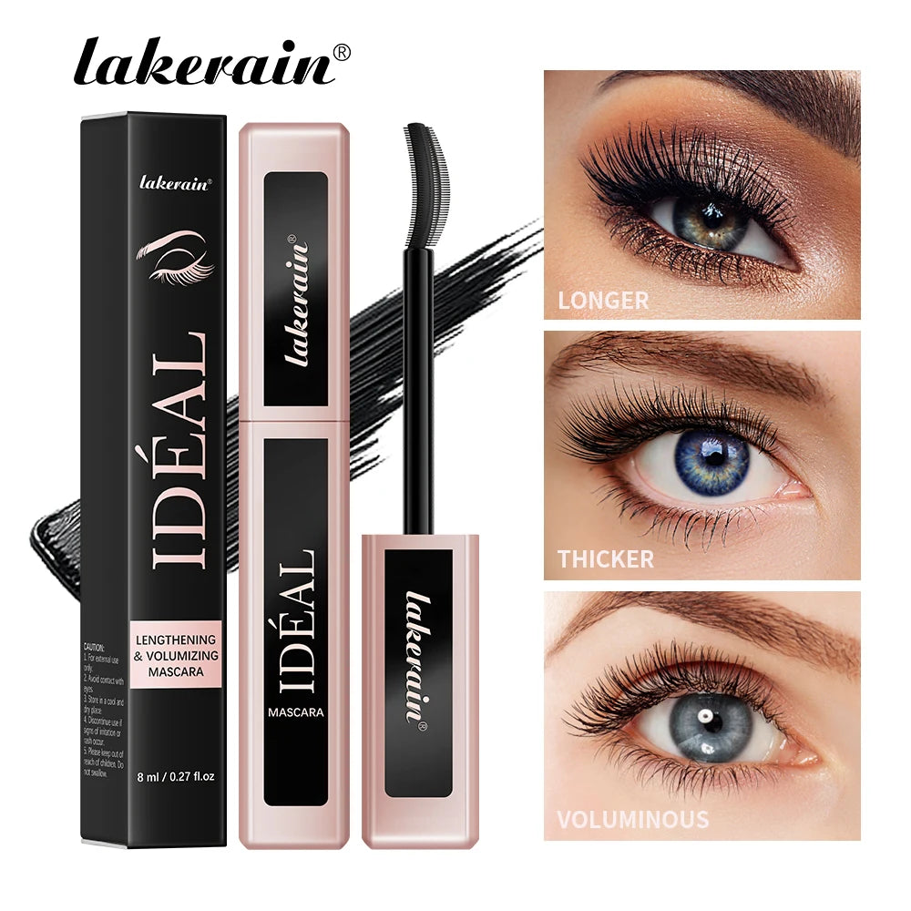 Lakerain Lengthening Volumizing Mascara Long Lasting Makeup Effect Nourish Eyelashes Clump-Free Suitable for All Skin Tones