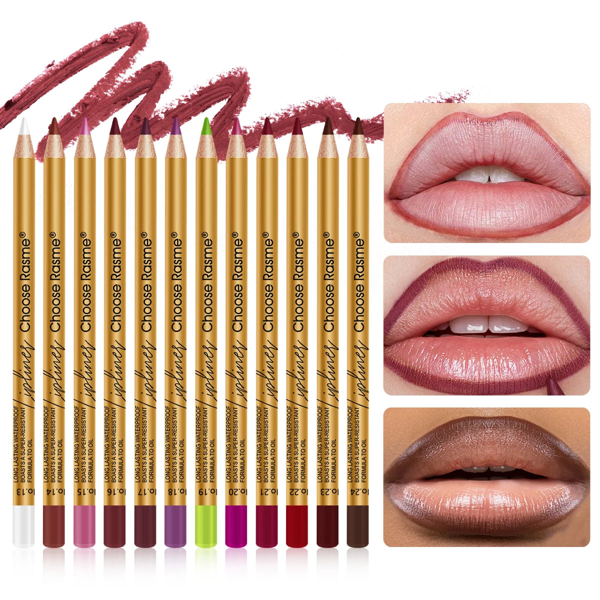 12-color matte lip liner, plumps lips, long-lasting, waterproof, smudge-proof, a must-have for dates and parties