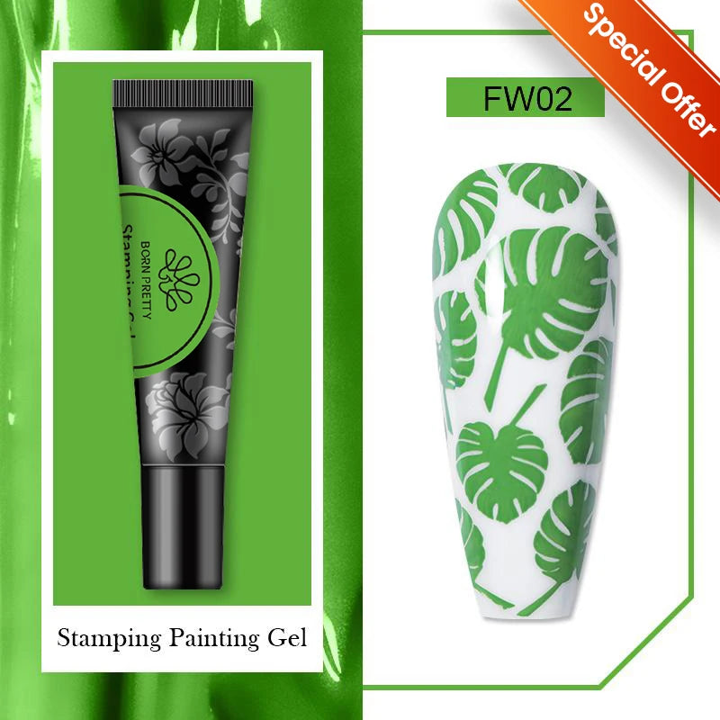 BORN PRETTY 1 Bottle 8ml Stamping Gel Polish Black White Gold Silver Nail Stamping Gel Printing Polish Soak Off Gel Varnish
