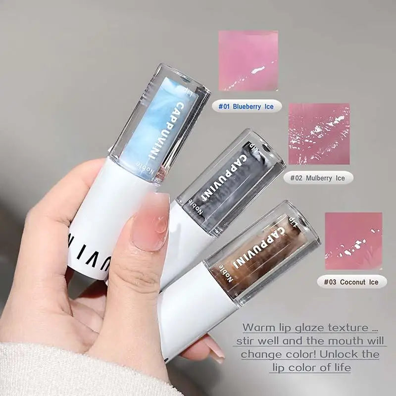 Cappuvini Sand Ice Double Color Lip Glaze Moisturizer Smooth Plumps Lips Easy to Apply Color-Enhancing Lip Gloss Lipstick