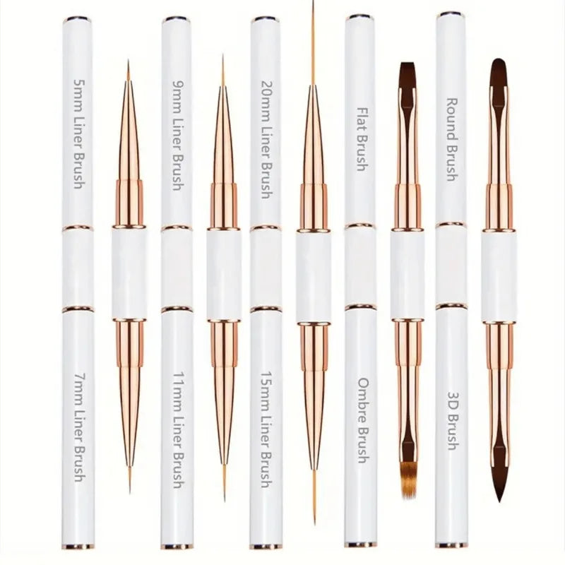 Nail Art Brush Set 5pcs Double-Ended Nail Art Brushes For Long Lines, Thin Liner Brush For Nails Detail Professional nail tools
