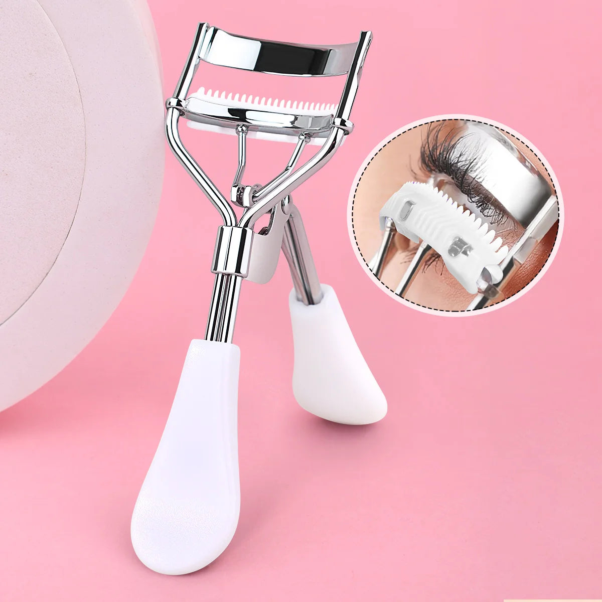 1 stainless steel eyelash curler with comb, lasting shaping big eyes, no harm to eyelashes, suitable for all eye types and eye e