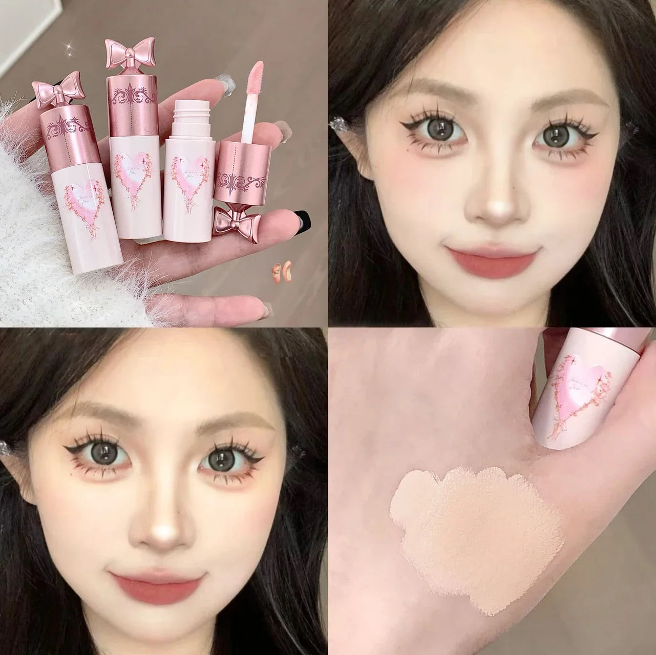 Pink Brightening Concealer Stick Waterproof Highlighting Liquid Moisturizing Concealer Cream Cover Acne Spot Dark Circles Makeup
