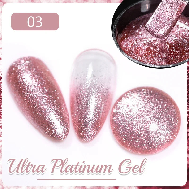 PUENTE Sparkle Platinum Gel Nail Polish 5ML Shiny Gold Silver Glitter Painting Gel Drawing Semi Permanent Varnish For Manicure