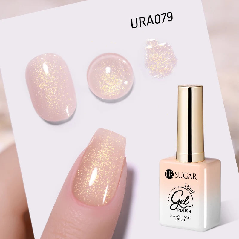 UR SUGAR 15ml Crystal Milky Jelly White Nude Gel Nail Polish Transparent Semi-permanent UV Gel Nail Art Soak Off Gel Varnish