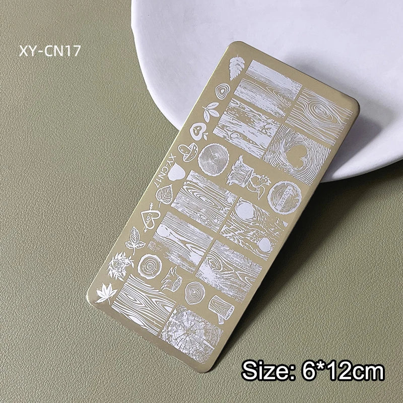 Gold Nail Stamping Plates Bow Lace Butterfly Flower Leaf Stainless Steel Stencil Nail Art Stamps Geometry Template Transfer Mold