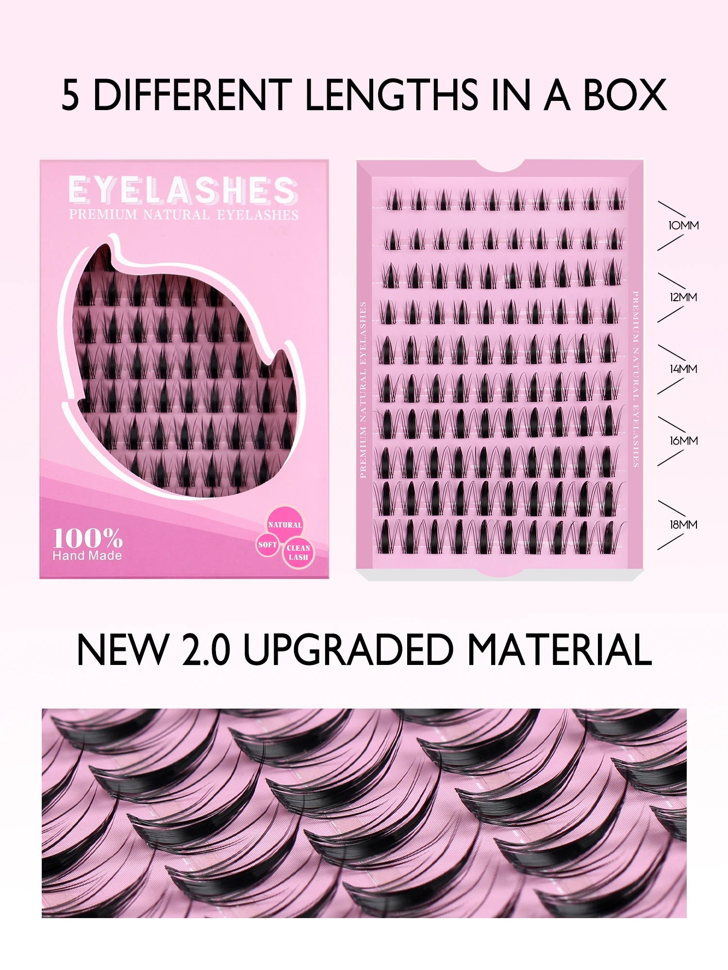 GROINNEYA DIY Lash Kit 10-18mm Manga Lashes Mixed Tray Lash Clusters Individual Eyelashes Kit with Lash Bond DIY Lashes
