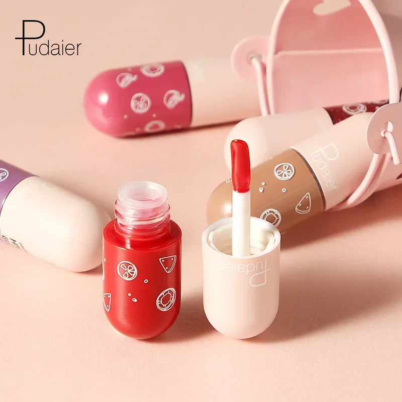 Mini Capsule Mirror Liquid Lipstick Lip Glaze Non-stick Cup Does Not Fall Color Lip Gloss Lip Stick Women Makeup