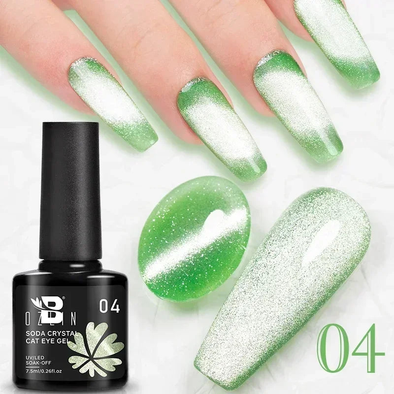 AWStorG 7.5ML Golden Gradient Cat Eye Magnetic Gel Sparkling Glitter Nail Polish Semi Permanent UV Nail Art No Need Base Color
