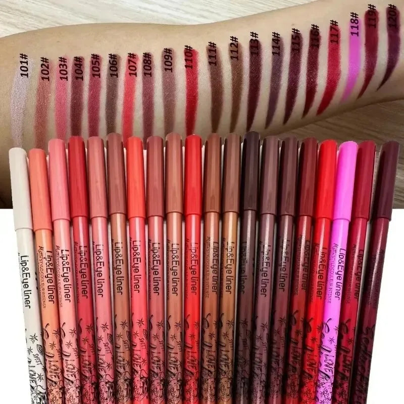 20 Color Matte Lip Liner Outline Lipstick Pen Long-lasting Waterproof Lip Tint Pencil Makeup Lip Contouring Pen Woman Cosmetic