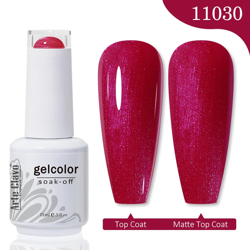Arte Clavo 15ml Rose Red Pink Color Gel Nail Polish Autumn Winter Hot Sale Long Lasting Soak Off For Manicure Nail Art Gel