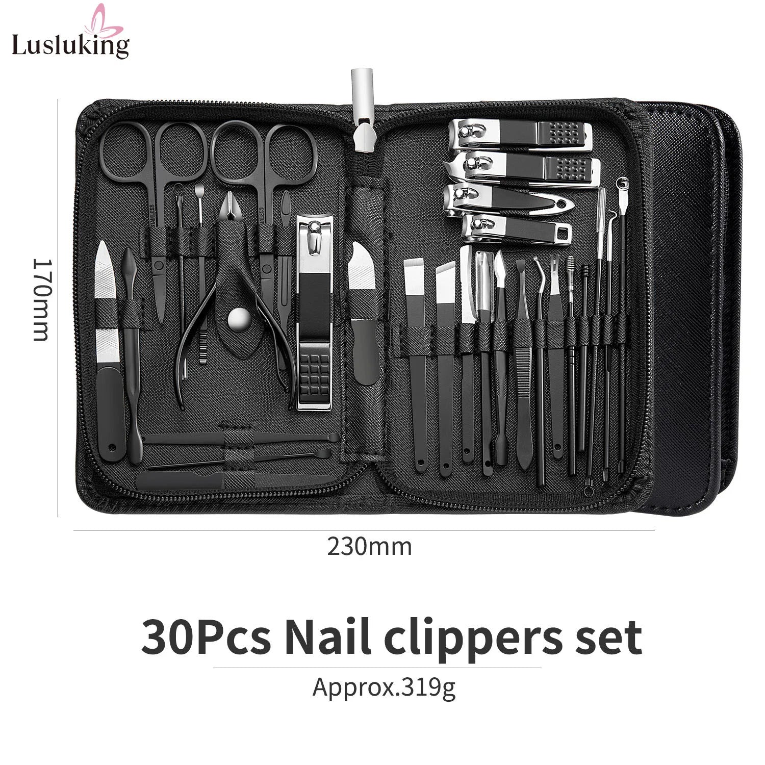 Nail Art Set Scissors Nail Clippers Set Stainless Steel Cutter Pedicure Beauty Manicure Kit with Travel Case Kit 9/18/26Pcs