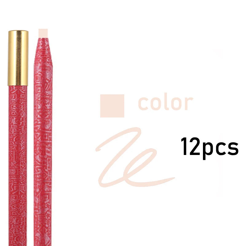 Waterproof Long Lasting Eyebrow Pencils Peel Off & Red Lip Pencil ,Eyebrow Tattoo Makeup Microblading Brow Pencil Makeup Tool