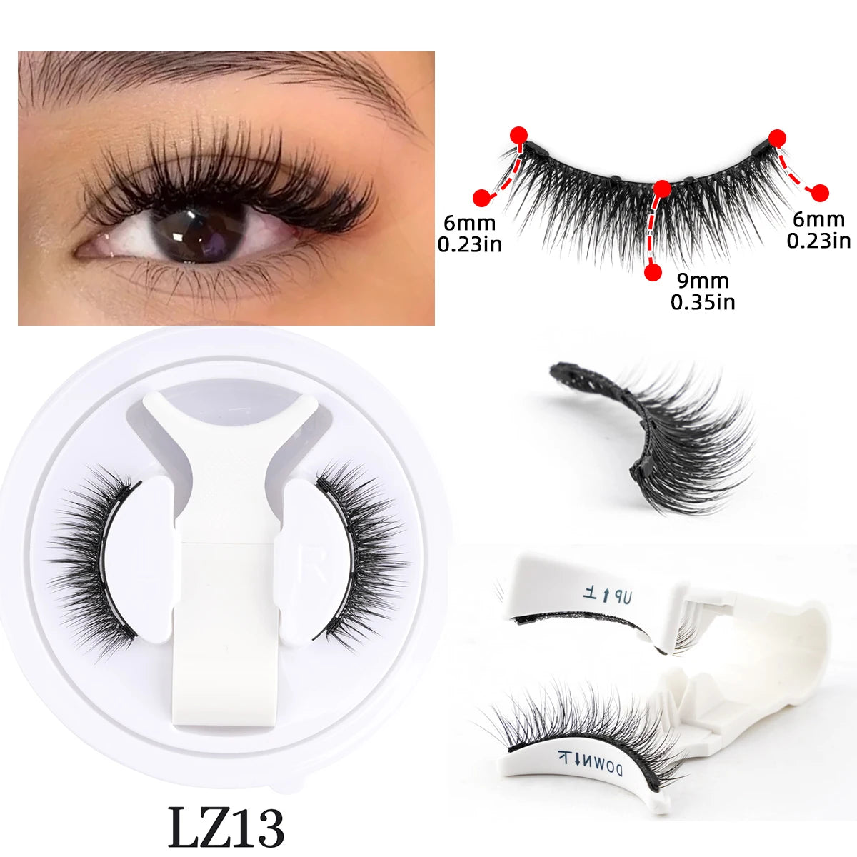 1/2 Pairs Magnetic False Eyelashes Kit Natural Curly Faux Lashes No Glue Needed Magnetic Fake Eyelash with Tweezers Makeup Tool