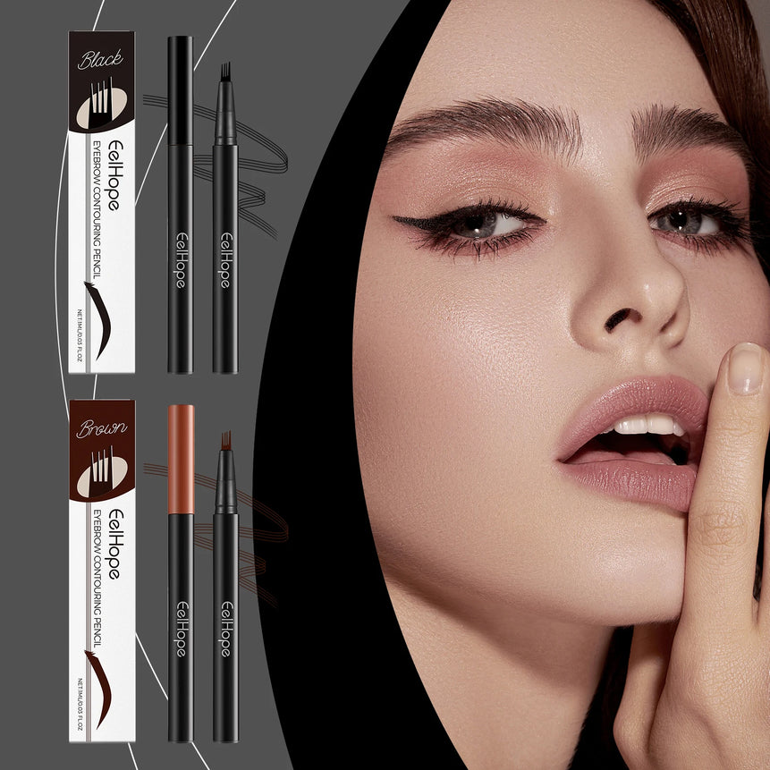 EELHOPE 4 Forks Eyebrow Pencil Long Lasting Eye Makeup Waterproof Sweatproof Natural Brown Black Beauty Makeup Eye Brow Pen